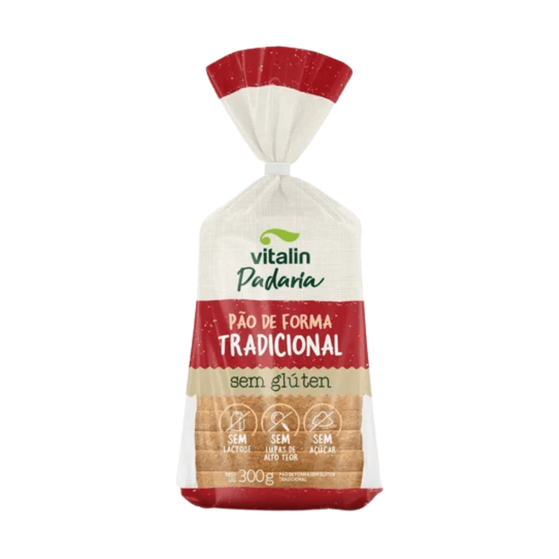 Pão De Forma Sem Glúten Tradicional Vitalin 300 G
