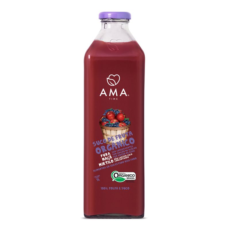SUCO DE MAÇÃ E MIRTILO ORGÂNICO AMA 1L