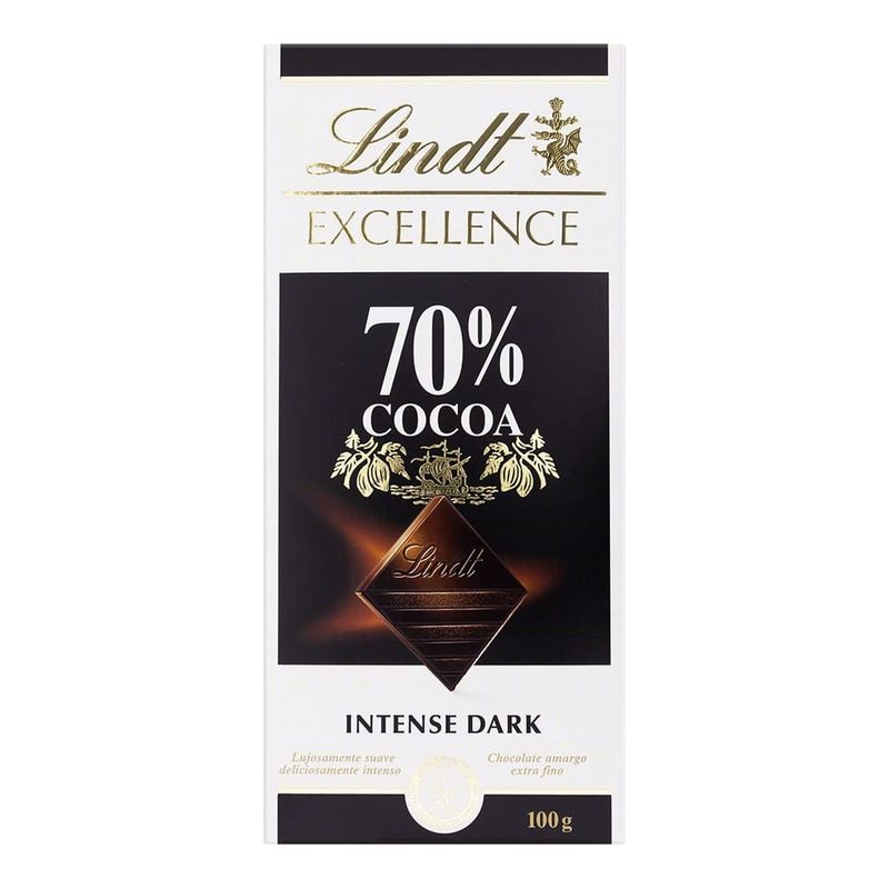 Barra De Chocolate Excellence Milk 70% Cocoa Dark Suiço Lindt 100 G