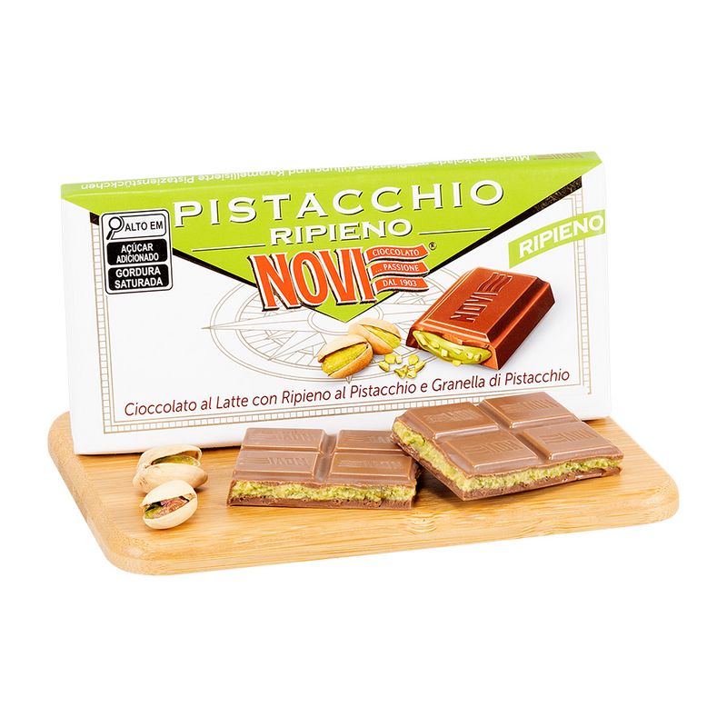 Chocolate Ao Leite Com Creme De Pistache E Pedaços Italiano Novi 105 G