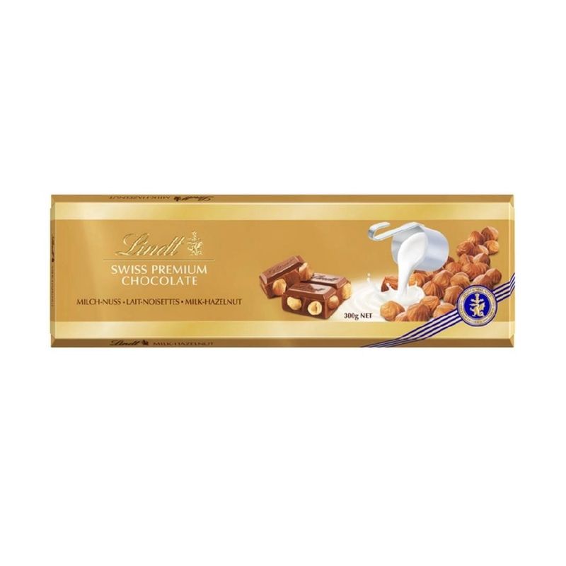 Barra De Chocolate Ao Leite Com Avelãs Gold Swiss Premium Lindt 300 G