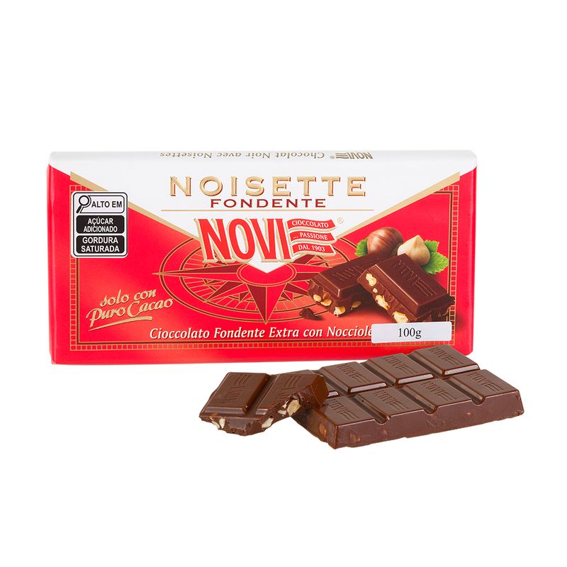 Barra De Chocolate Amargo Com Avelãs Italiano Novi 100 G