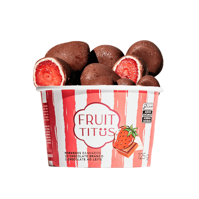 Morangos Banhados No Chocolate Branco E Ao Leite Fruit Titüs 125 G