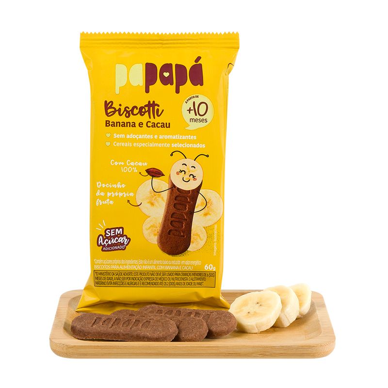 Biscoito Infantil Biscotti Banana E Cacau Papapa 60 G