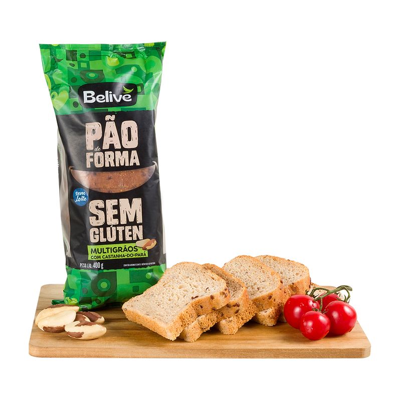 Pão De Forma Multigrãos Com Castanha Do Pará Sem Glúten Belive 400 G