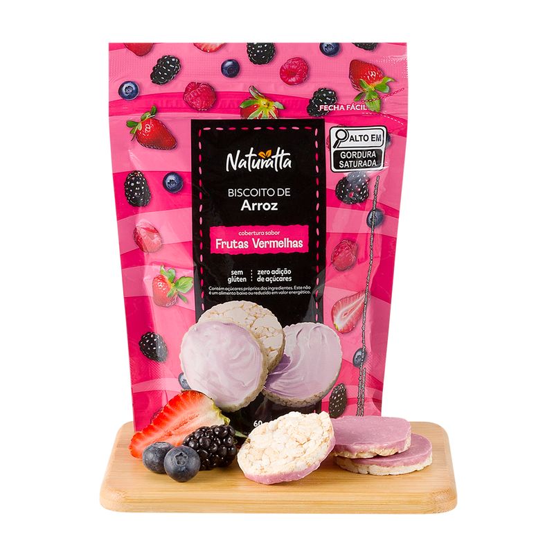 Biscoito De Arroz Integral Zero Frutas Vermelhas Naturatta 60 G
