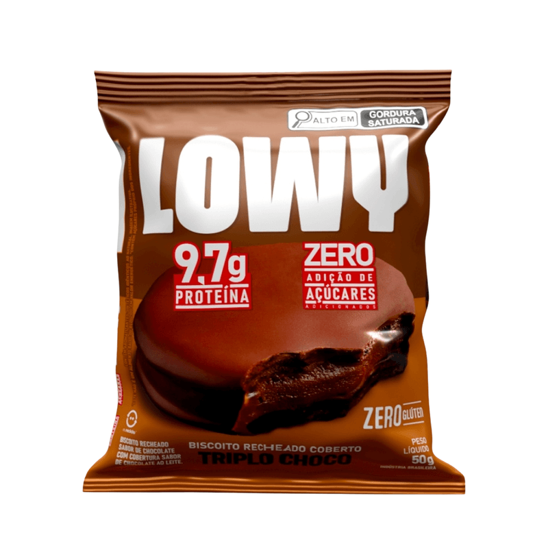 Biscoito Recheado Coberto Triplo Chocolate Lowy 500g