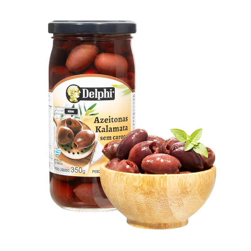 Azeitona Sem Caroço Kalamata Em Conserva Grega Delphi 185 G