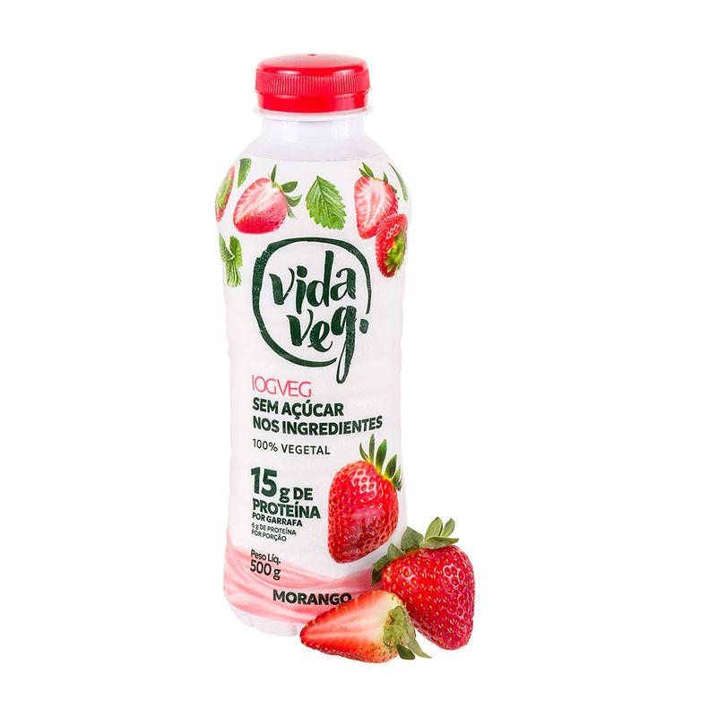 Iogurte Vegetal Morango Sem Açúcar Base De Aveia Vida Veg 500 G