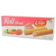Tubete Wafer Recheado Com Creme De Morango Italiano Lago 80 G