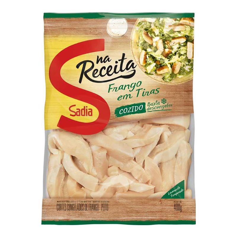 Peito De Frango Cozido Congelado Em Tiras Sadia Na Receita 400 G