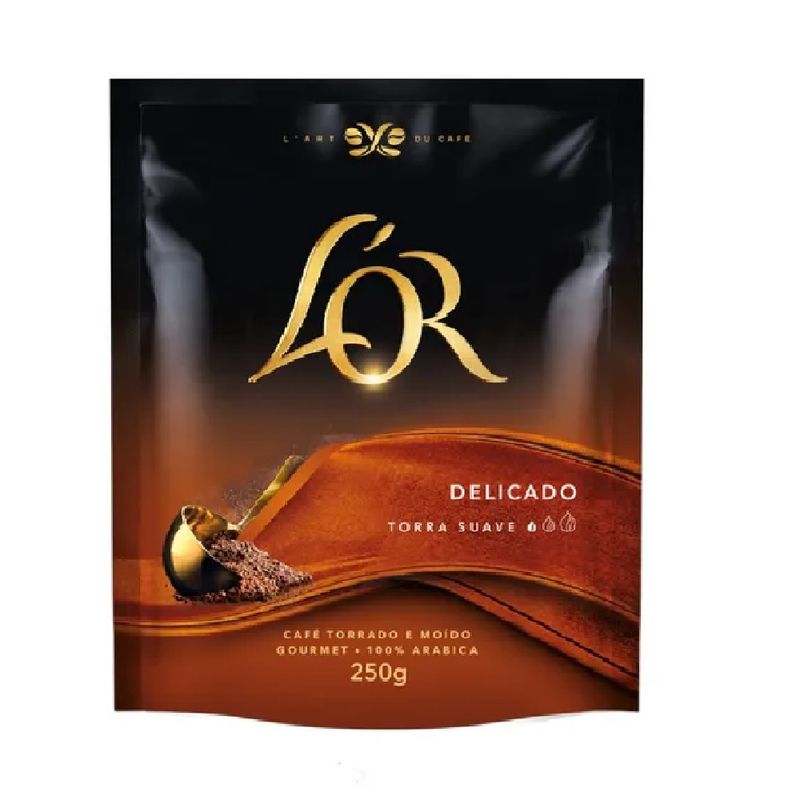 Cafe-Torrado-E-Moido-Delicado-100--Arabica-L-Or-Sache-250-G