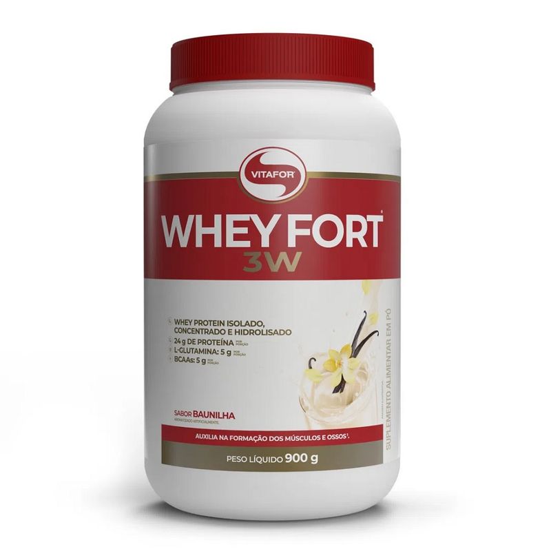 Whey-Fort-3w-Sabor-Baunilha-Vitafor-900-G