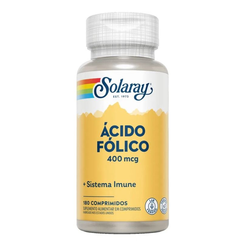 Acido-Folico-400-Mcg-Vegano-Solaray-Com-180-Comprimidos