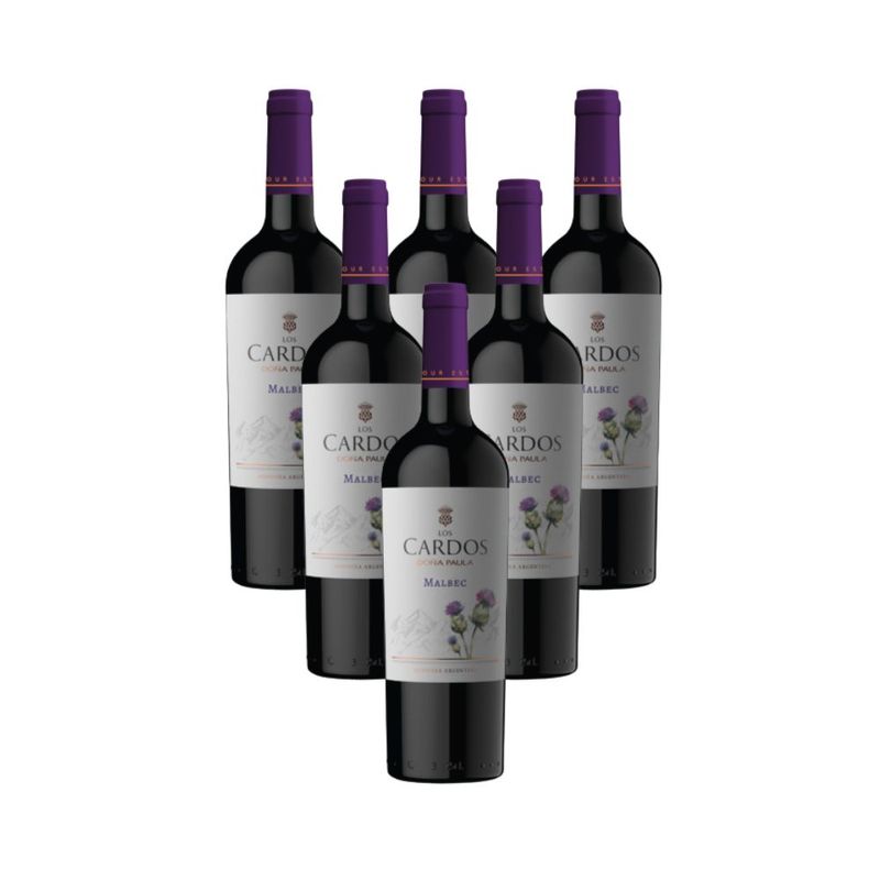 Caixa-de-Vinho-Argentino-Dona-Paula-Los-Cardos-Malbec-Tinto-750-Ml-6-unidades