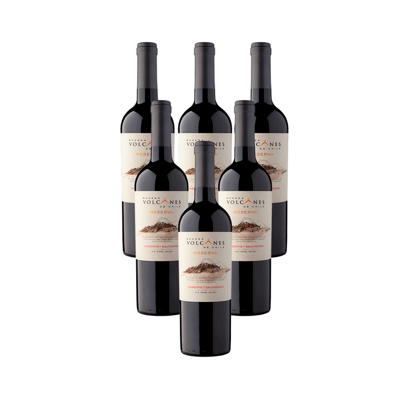 Kit-de-Vinho-Chileno-Volcanes-De-Chile-Reserva-Cabernet-Sauvignon-Tinto-750-Ml---6-unidades