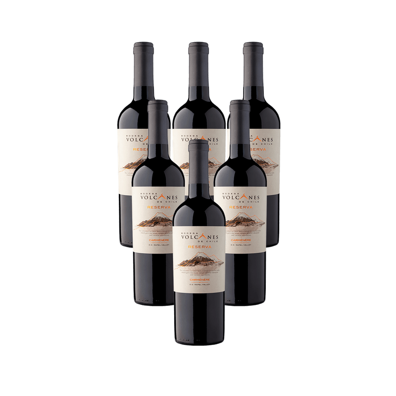 Kit-de-Vinho-Chileno-Volcanes-De-Chile-Reserva-Carmenere-Tinto-750-Ml---6-unidades