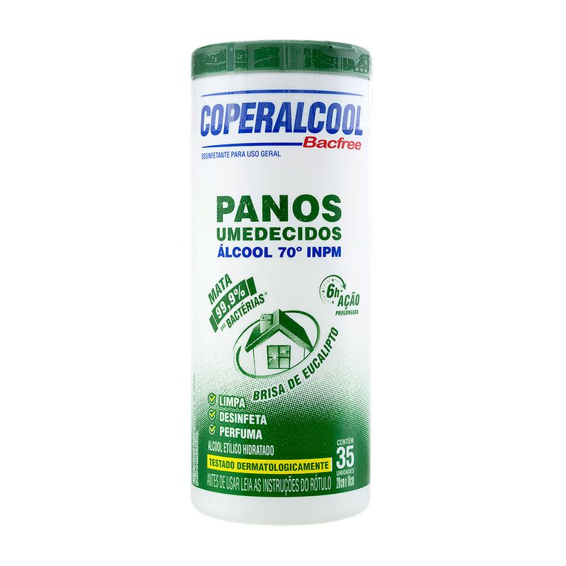 Panos-Umedecidos-Com-Alcool-70°Inpm-Bacfree-Eucalipto-Coperalcool-Com-35-Unidades