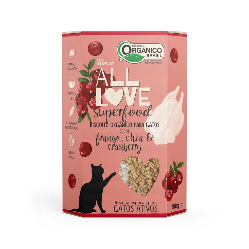 Biscoito-Organico-Para-Gatos-Frango-Chia---Cranberry-All-Love-150-G