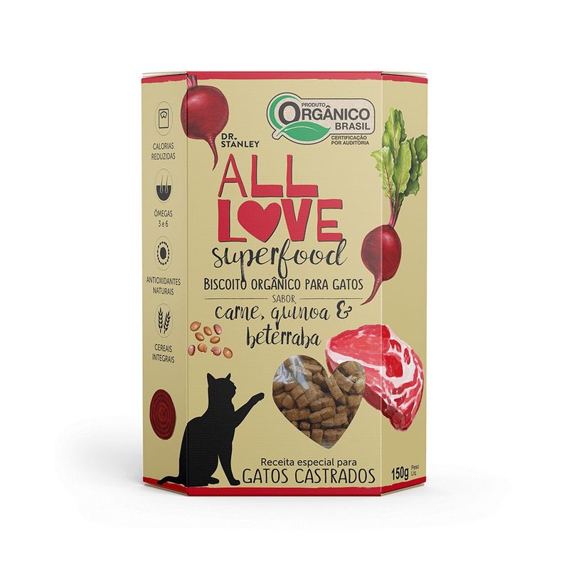 Biscoito-Organico-Para-Gatos-Carne-Quinoa---Beterraba-All-Love-150-G