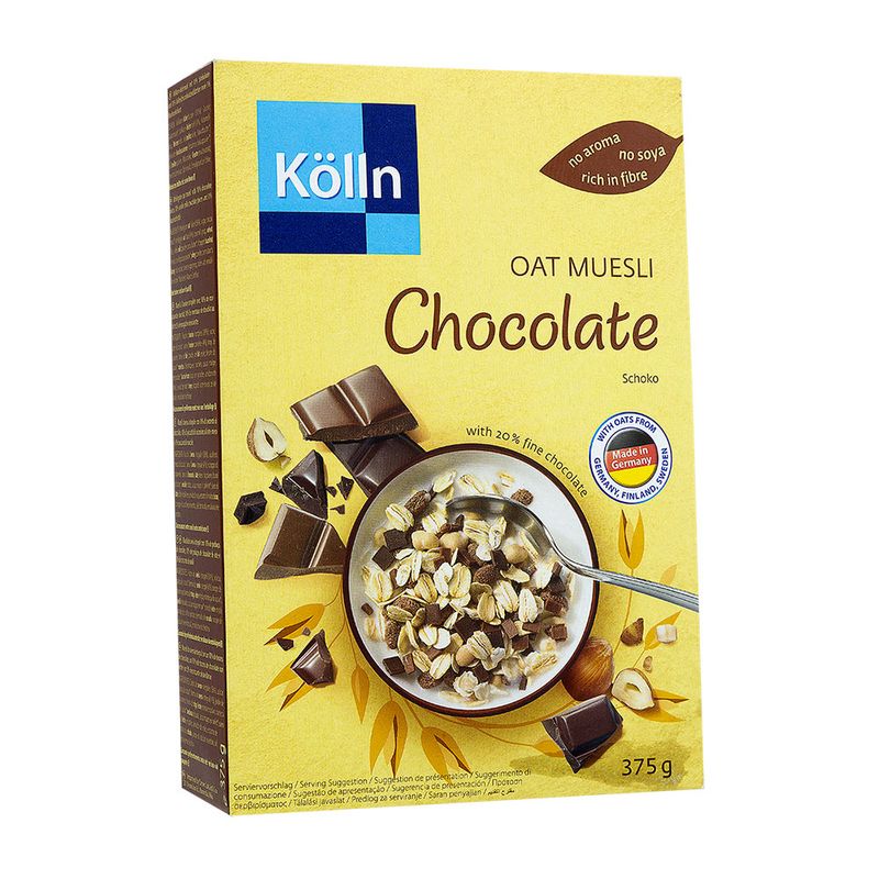 MUESLI DE AVEIA COM CHOCOLATE ALEMÃO KOLLN 375 G Oba Hortifruti
