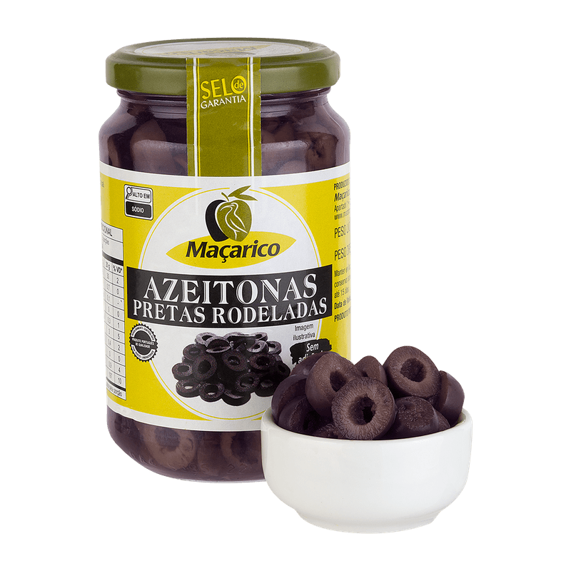 Azeitona Portuguesa Preta Oxidada Rodelas Maçarico 165 G